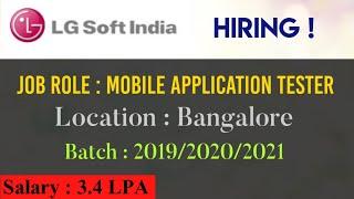 LG Soft India Hiring Freshers for the Role of Mobile Application Tester |