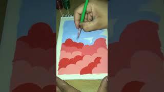 Step by step easy way acrylic clouds ️ #painting #shorts #Youtube #kavya 