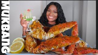 GIANT SPICY KING CRAB LEGS + SEAFOOD BOIL MUKBANG | STORY TIME