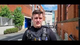 very angry security, not allowed to film in public then phone's the police