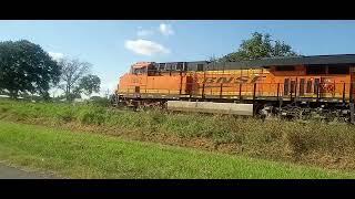 bnsf short freight train 7967 and 7934 heading to Houston. it was a ES44C4 today.