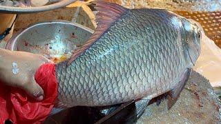 Fastest Fish Cutting Skills | Amazing Big Katla Fish Cutting Skills Live In Fish Market