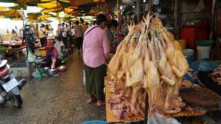 Morning Daily LifeStyle of Khmer People @Century Plaza - Many Different Varieties Food in Market