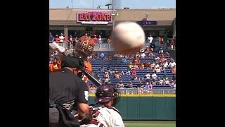 Foul ball SHATTERS camera at College World Series 