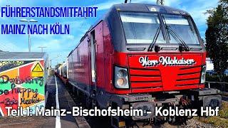 4k Führerstandsmitfahrt von Mainz nach Köln (Teil 1: Mainz-Bischofsheim - Koblenz Hbf)