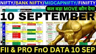 FII DII Data Analysis For Tuesday 10 sep  FII F&O Data analysis Tuesday  finnifty expiry option