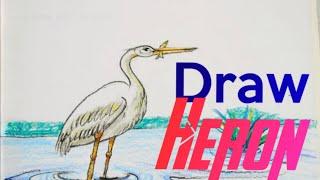 How to draw heron || Pastel art for Kids || linkon art space