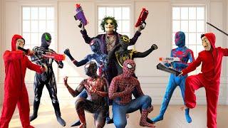 TEAM SPIDER-MAN vs BAD GUY TEAM || Rescue BLACK & RED Spider-man From JOKER..?? ( Funny, Action )