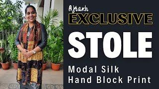 Exclusive Ajrakh Modal Silk Stole - Hand Block Print