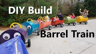  How to Build a Barrel Train - Plans - DIY Kid's Amusement Ride - Trackless Train