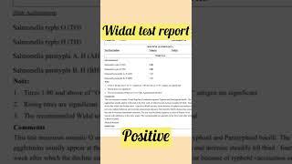 Widal Positive test report format #typhoidfever #widaltest #laboratory #hospital #salmonella #viral