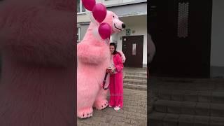 Girls love pink ️ Happy birthday greetings from pink bear in Minsk