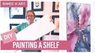 DIY PAINTING A WHITE SHELF with Alcohol ink - LOTS OF finger painting + some hairdryer [66]