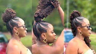 How to do Stitch braid ponytail w/curly hair | NO GLUE | NO THREAD