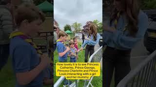 Princess of Wales and her children freely having a conversation with a girl and mother.