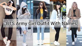 BTS army girl outfit name/Bts army girl outfits/Bts girls dress with names/Korean outfit with name