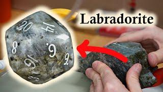 Cutting a Gleaming Labradorite D20