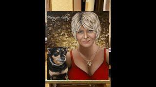 Woman with a dog - commission portraitoil painting on canvas