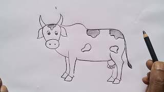 how to draw cow drawing easy step by step@DrawingTalent