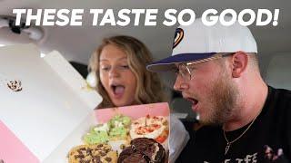 Taste Testing Crumbl Cookie | NEW German Chocolate Cake!