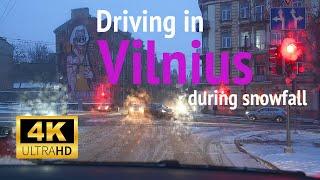 Cinematic Dashcam. Winter Driving. Vilnius streets during snowfall. #vilnius #snowstorm #snowfall