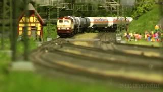 Model Railway Traffic on a Marklin Railroad Layout in HO Scale