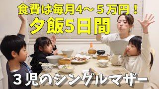 【5日間の夕飯】夕飯づくり/献立/３児のシングルマザー