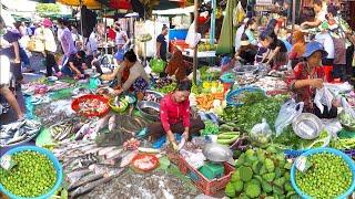 Cambodia City Tour - Fresh Market Food Show - Grilled Fish, Shrimp, Prawn, & More