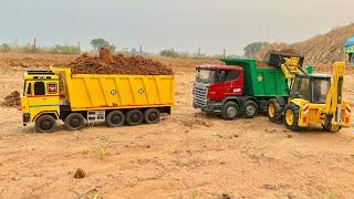 Jcb 5cx backhoe loading mud in Tata truck 2518 and Tata Tipper Truck | jcb video