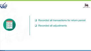 Generate United Arab Emirates VAT Return Using Tally ERP 9