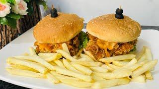 Zinger burger recipe by Maryam's Kitchen 