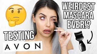 TESTING AVON MAKEUP + WEIRDEST MASCARA EVER!? FULL FACE OF FIRST IMPRESSIONS