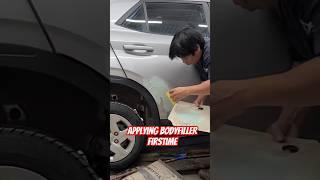 Applying bodyfiller. Car body Repair Denting and painting #auto #car #automotive #automobile