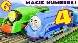 Fun Thomas toy train magic numbers story with Gordon and Percy