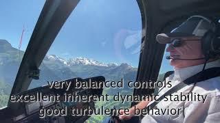 Claude Vuichard flying the Bell 505 in the Swiss mountains