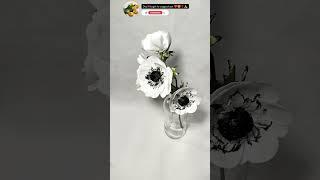 white Anemone ribbon flower | bunga anemone pita satin