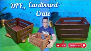 How to make Crate using cardboard box//Diy cardboard craft//Recycle box