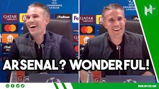 Arsenal? WONDERFUL! Van Persie JOKES with Dutch reporter after Gunners hit SEVEN past PSV