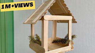 Wooden popsicle bird feeder | DIY ice-cream stick crafts | Bird house