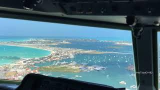 AMAZING FOKKER 50, SXM RWY28 COCKPIT LANDING.