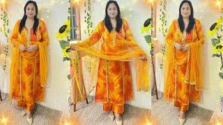 साड़ी Reuse Ideas|A Line Kurti Cutting Stitching|Reuse Old Saree|Saree To Suit #karvachauth #ashi