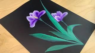 One stroke iris flower painting l Easy and quick acrylic iris flower painting l Varsha Fine Art