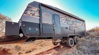 SECONDS FROM DISASTER - MADNESS on the BOGGY HOLE 4X4 TRACK - TOWING 25FT CARAVAN with ISUZU NPS 4X4