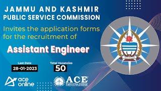 JKPSC Recruitment 2023 for post of Asst. Engineers | Total 50 Vacancies | Last date: 28-Jan | ACE