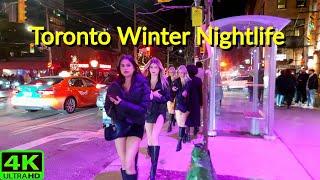 【4K】TORONTO NIGHTLIFE WINTER | DOWNTOWN SATURDAY NIGHT WALK