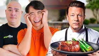 I forced UNCLE ROGER to review Jamie Oliver Steak!