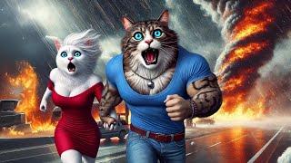 Couple Cat meet Fire Tornado️ #cat #cute #ai #catlover #catvideos #cutecat #aiimages #aicat