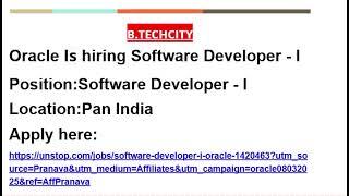 Oracle Is hiring Software Developer - I