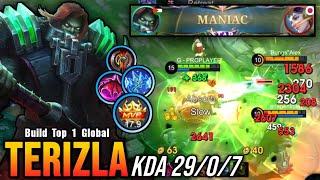 29 Kills + MANIAC!! MVP 17.9 Points Terizla 100% IMMORTAL!! - Build Top 1 Global Terizla ~ MLBB