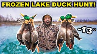 BELOW ZERO Duck Hunting my FROZEN Lake!!! - Limited Out (Catch Clean Cook)